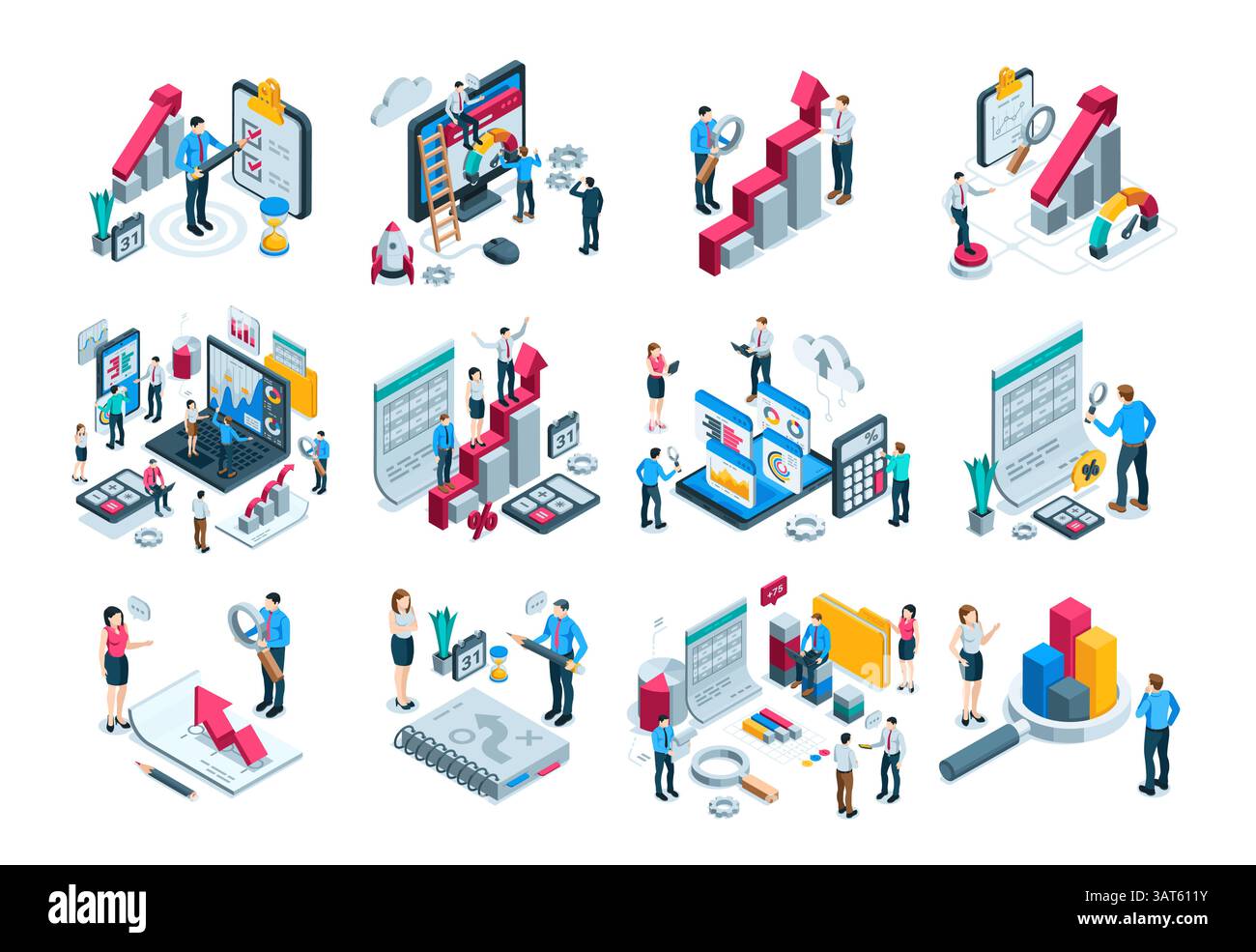 ensemble vectoriel isométrique de gens d'affaires travaillant avec des graphiques et des diagrammes et des documents, en couleur sur fond blanc, travaillent avec des statistiques et financ Illustration de Vecteur ensemble vectoriel isométrique de gens d'affaires travaillant avec des graphiques et des diagrammes et des documents, en couleur sur fond blanc, travaillent avec des statistiques et financ Illustration de Vecteur