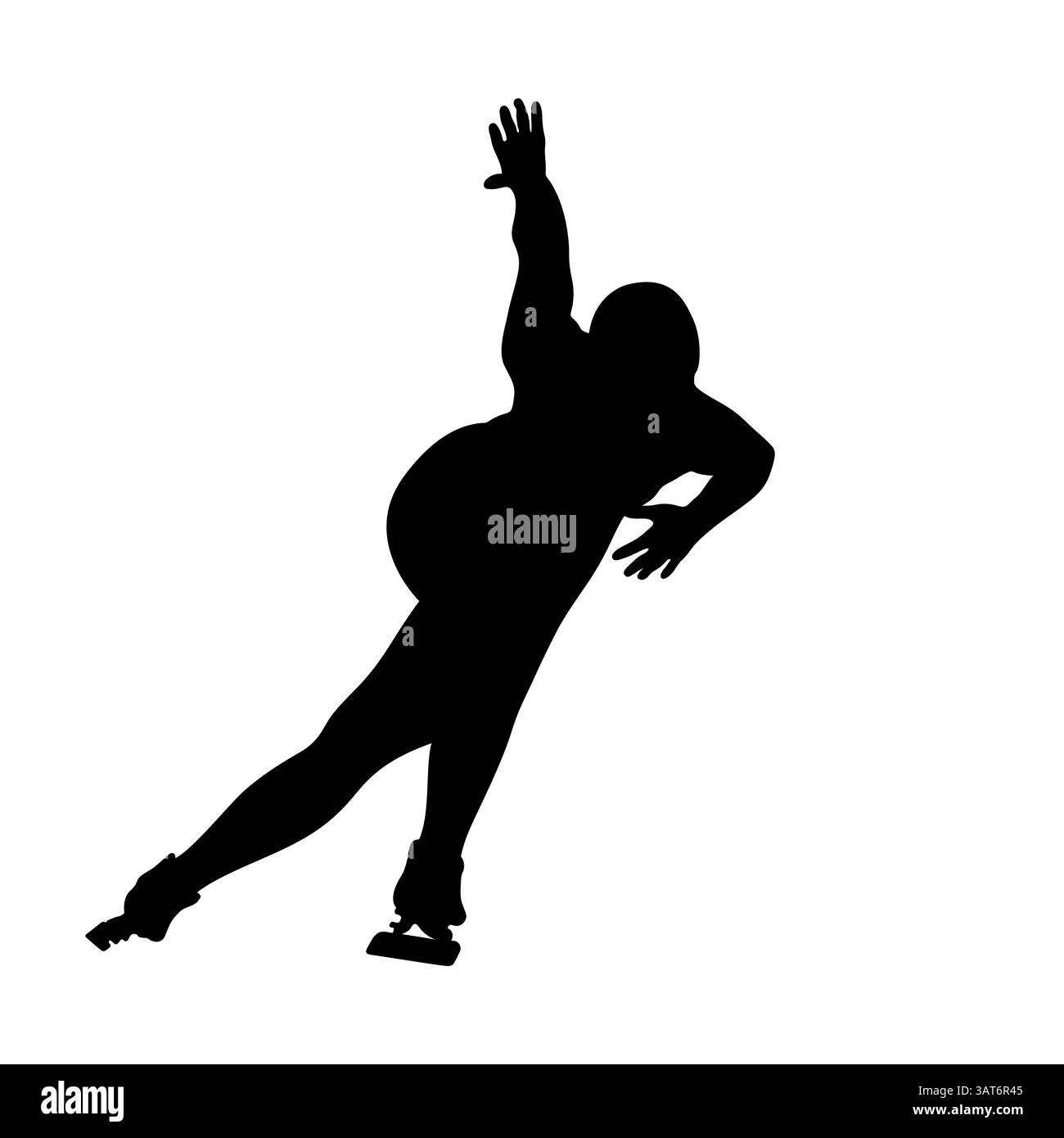 patineuse femme à la compétition de patinage de vitesse a tracé la silhouette réelle Banque D'Images