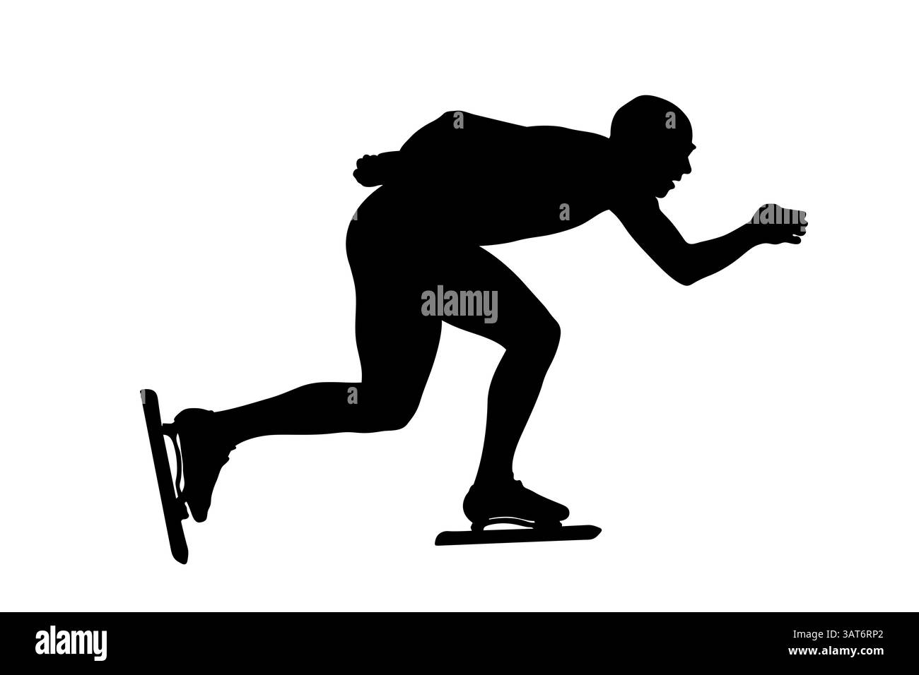 silhouette noire homme athlète à la compétition de patinage de vitesse Banque D'Images