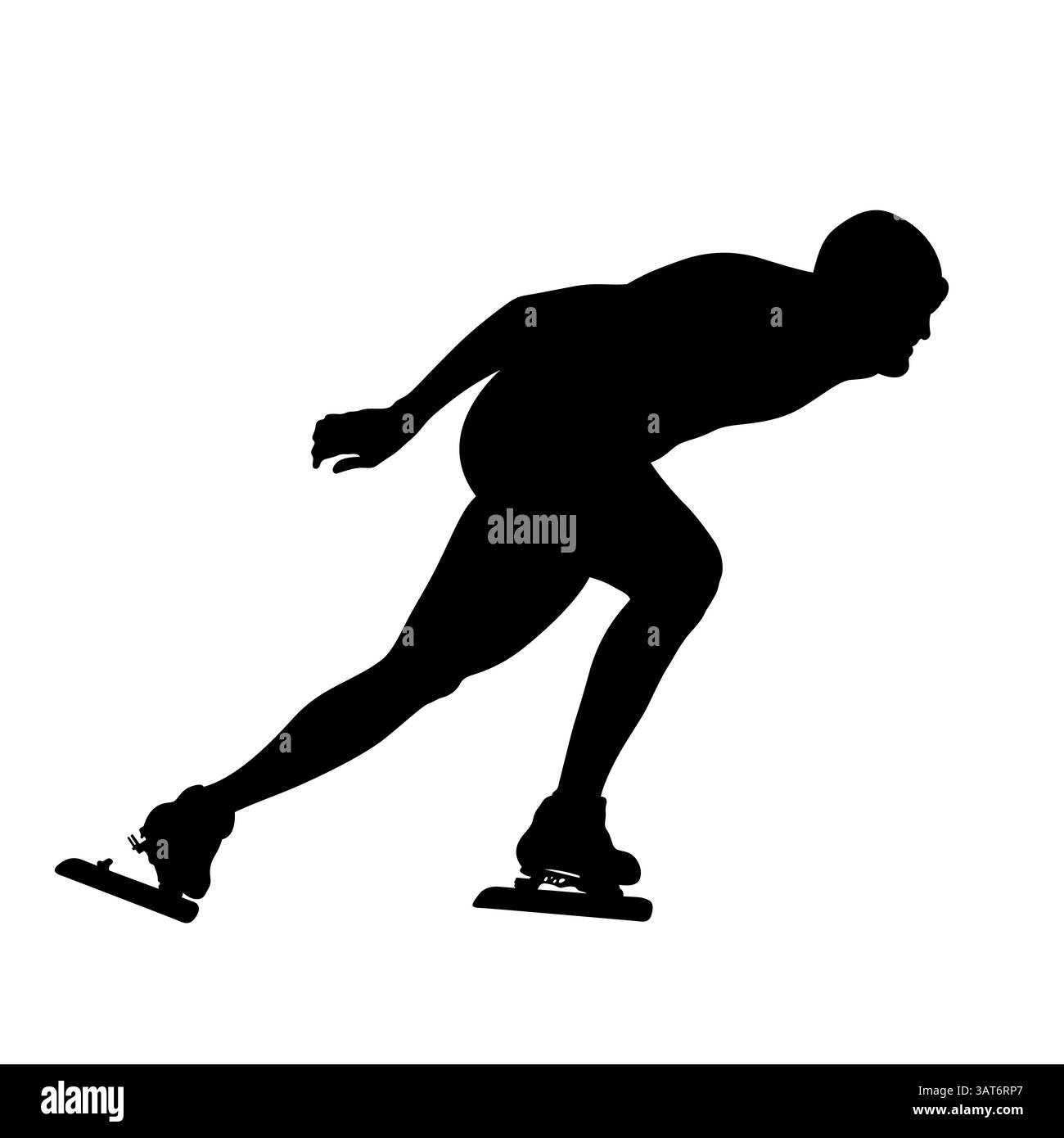 le patineur homme à la compétition de patinage de vitesse a dessiné une silhouette noire Banque D'Images