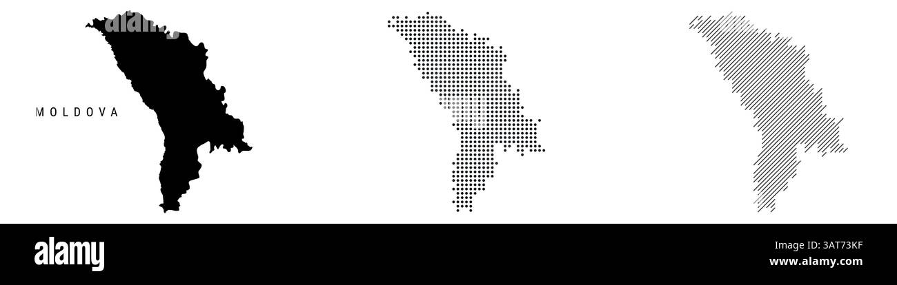 Moldavie carte de silhouette détaillée, motif en pointillés et motif de lignes parallèles inclinées. Carte texturée moldave stylisée. Illustration vectorielle isolée sur w Illustration de Vecteur