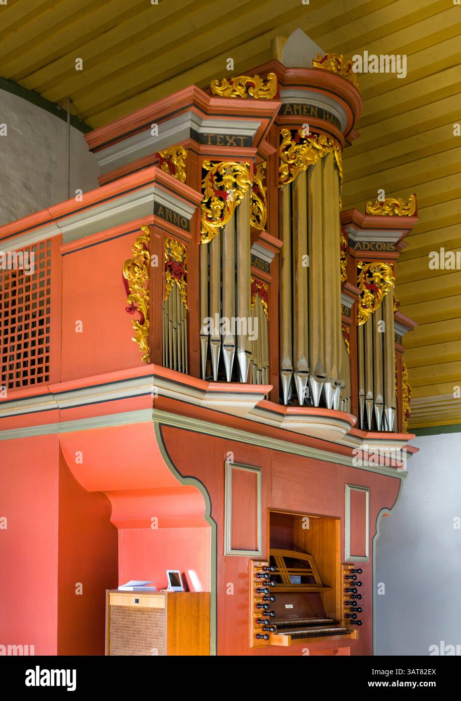 Église protestante, orgue baroque de 1732, Helmarshausen, Bad Karlshafen, Hesse, Allemagne, Europe Banque D'Images