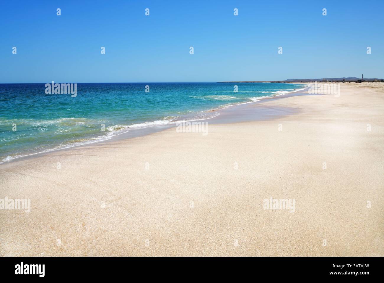 Saltunate d'Oman. Sable blanc de la plage de Ras El Hadd connue comme un terrain de reproduction pour les tortues vertes de mer Banque D'Images