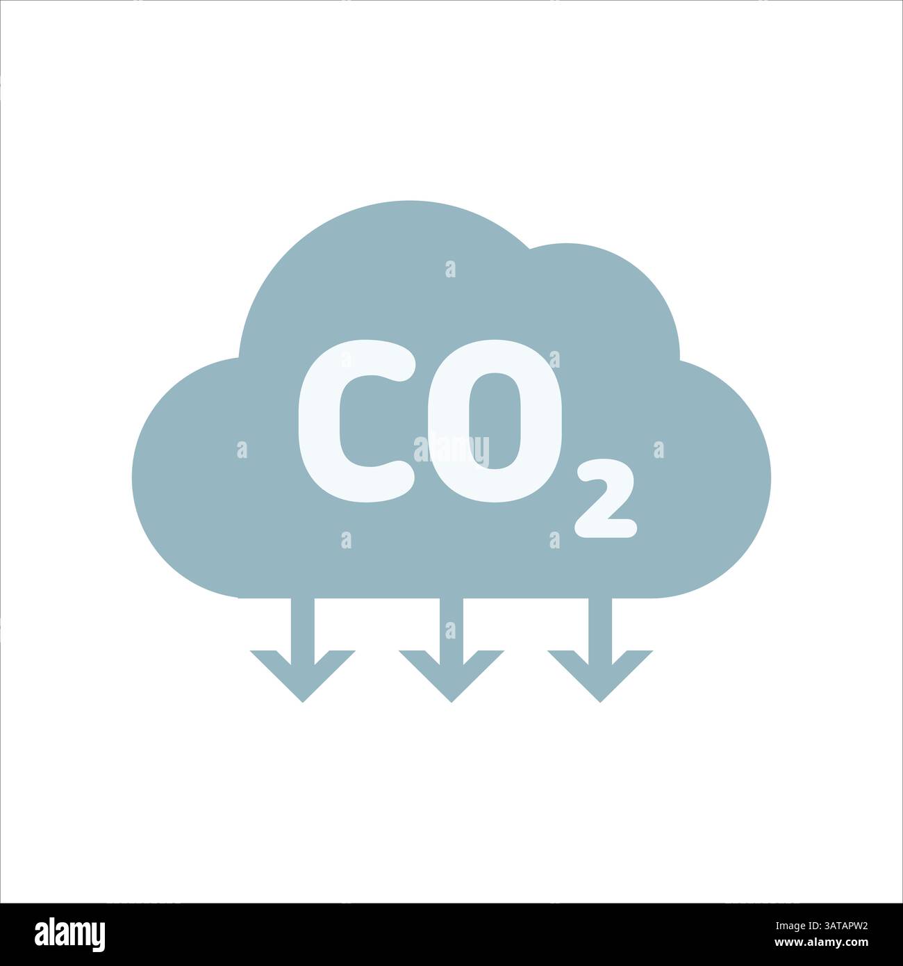 Symbole de CO2 avec des flèches vers le bas à l'intérieur du nuage représentant la réduction des émissions de captage de carbone contrôle de la qualité de l'air atténuation du climat Illustration de Vecteur