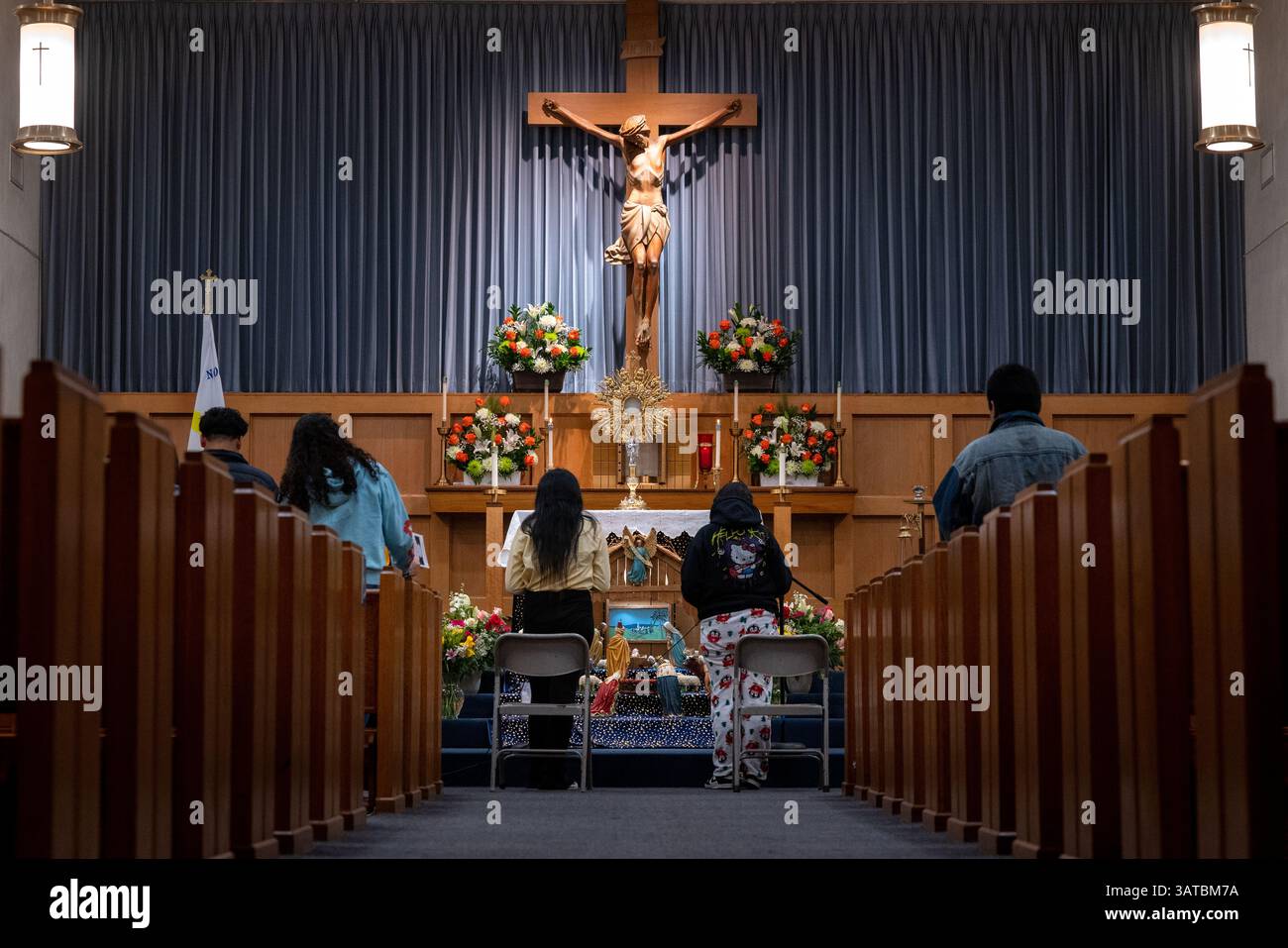 Adoration eucharistique organisée par la Sociedad de Adoración Nocturna (Société d'Adoration nocturne). Banque D'Images