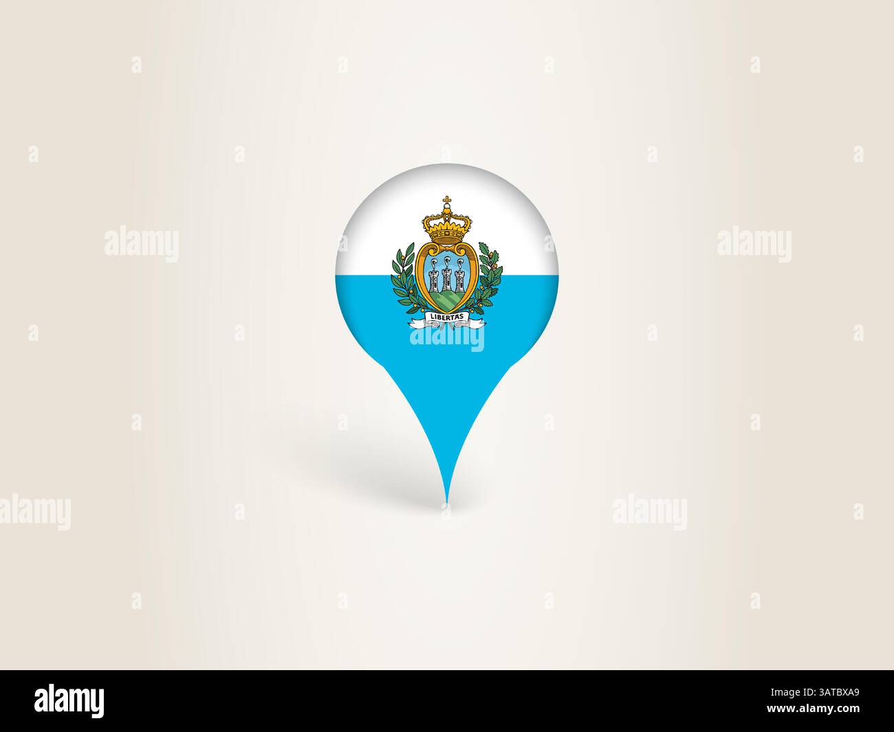 Icône d'épingle avec le drapeau national de Saint-Marin. Icône de marqueur de position. Illustration de Vecteur