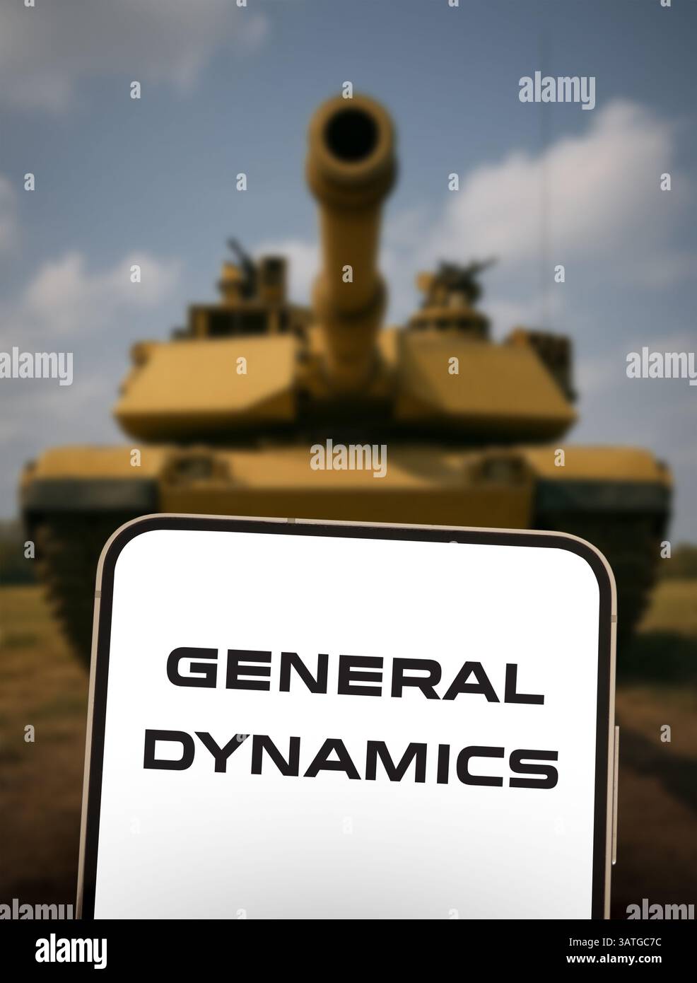 General Dynamics et Abrams char de combat en arrière-plan Banque D'Images