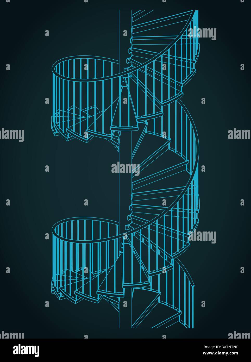 Illustration vectorielle stylisée de plan isométrique d'escalier en spirale Illustration de Vecteur