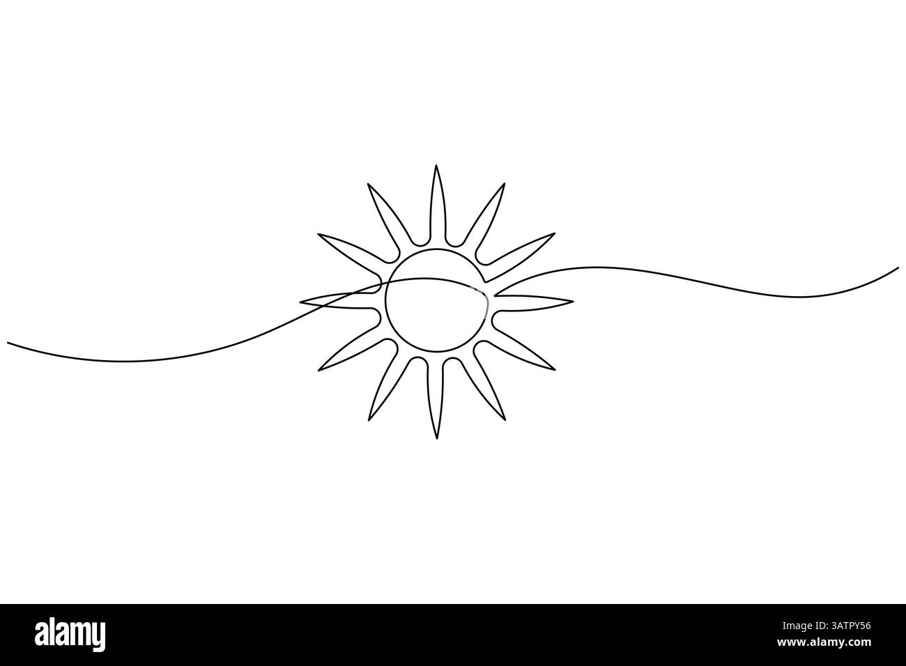 Le dessin continu d'une ligne du soleil et le style minimaliste isolent l'icône vectorielle de contour Illustration de Vecteur