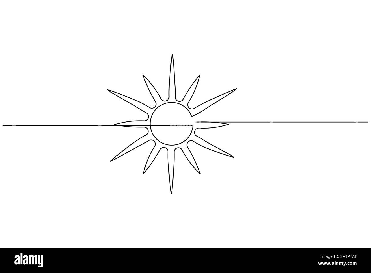 Le dessin continu d'une ligne du soleil et le style minimaliste isolent l'icône vectorielle de contour Illustration de Vecteur