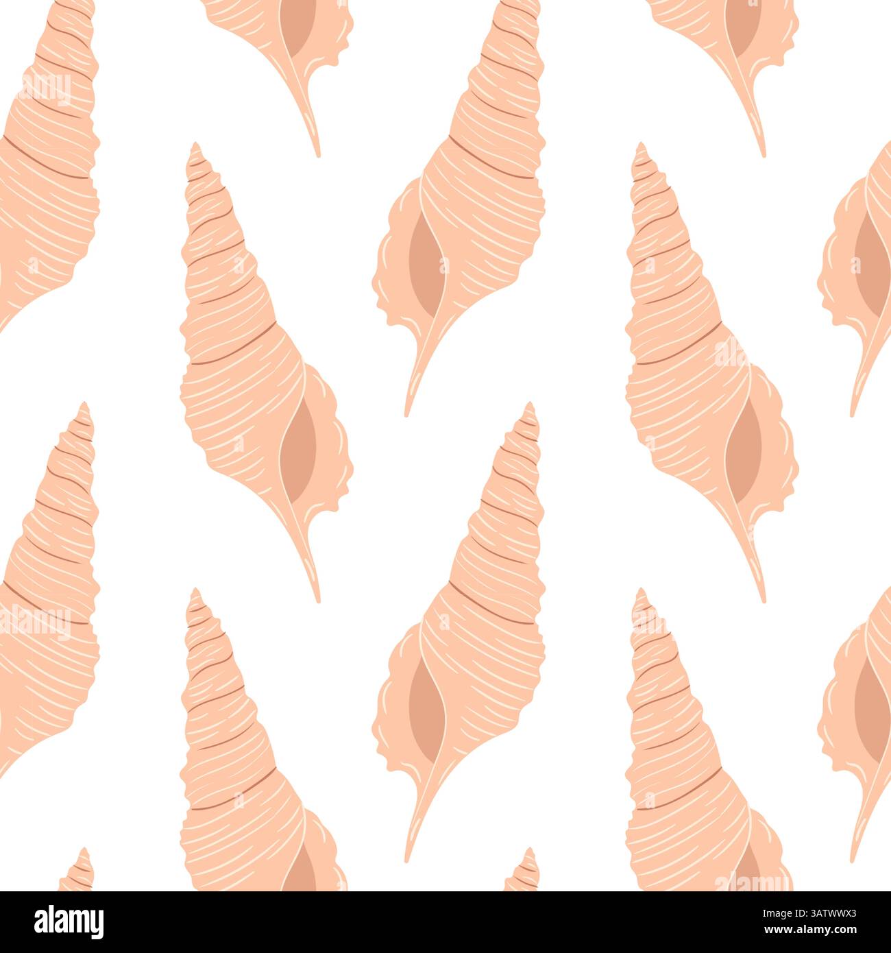 Motif coquillage rose doux sur un fond blanc propre pour un décor côtier Illustration de Vecteur