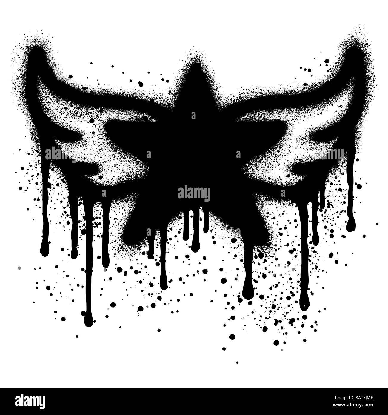 Logo Star Wings dans un style graffiti urbain avec peinture en aérosol noire. illustration vectorielle. Illustration de Vecteur
