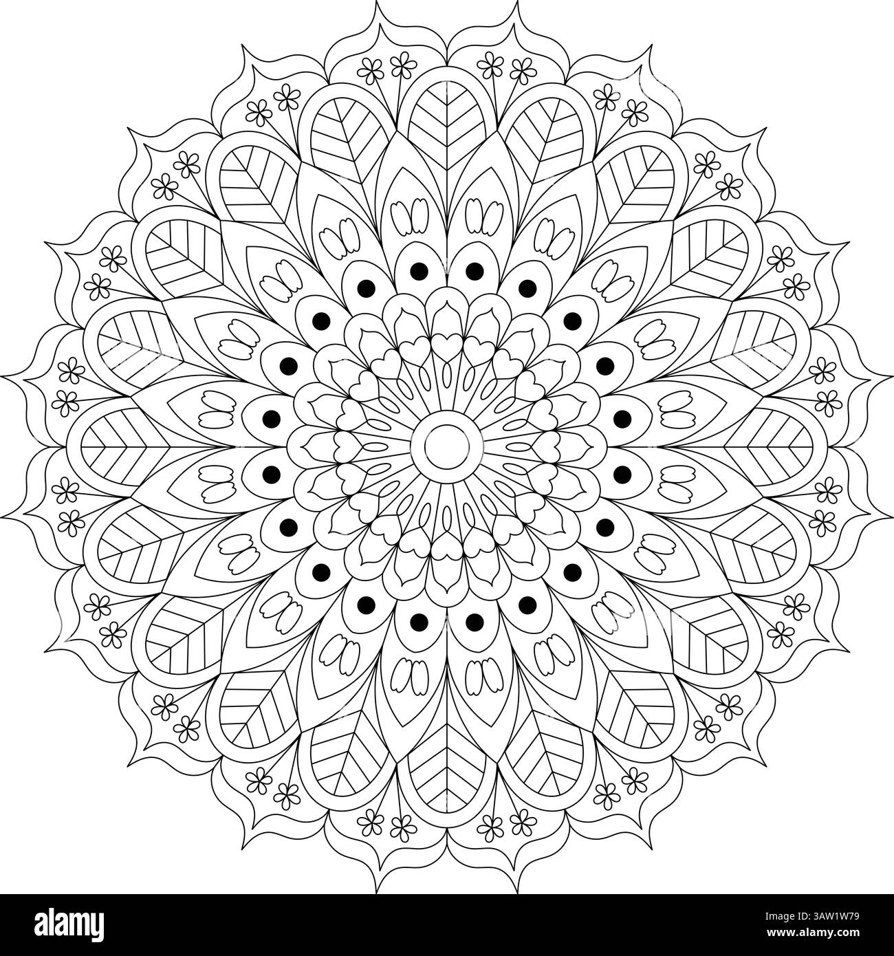 Design mandala élégant avec des éléments floraux et géométriques - idéal pour l'art et la coloration Illustration de Vecteur