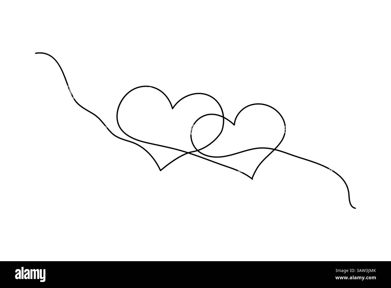 Saint-Valentin dessin d'art d'une ligne de forme d'amour isolé icône vectorielle de contour Illustration de Vecteur