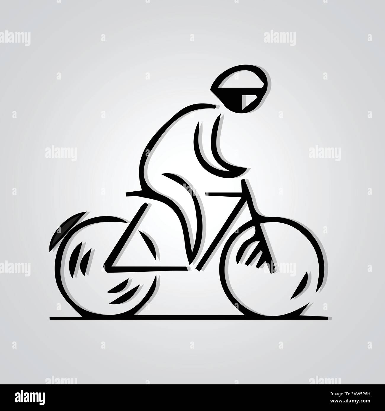 Icône unique des hommes de vélo et logo de cycle avec un fond argenté. Illustration vectorielle Illustration de Vecteur