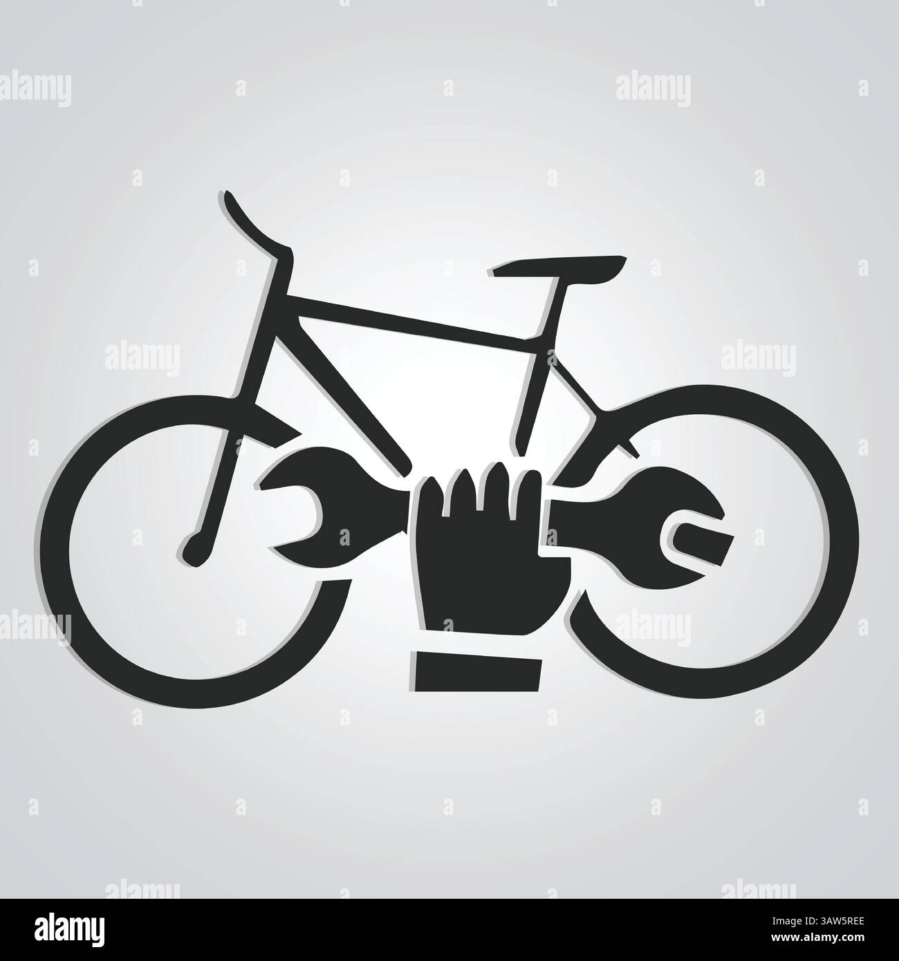 Icône unique de réparation de vélo sur fond argenté. Illustration vectorielle Illustration de Vecteur