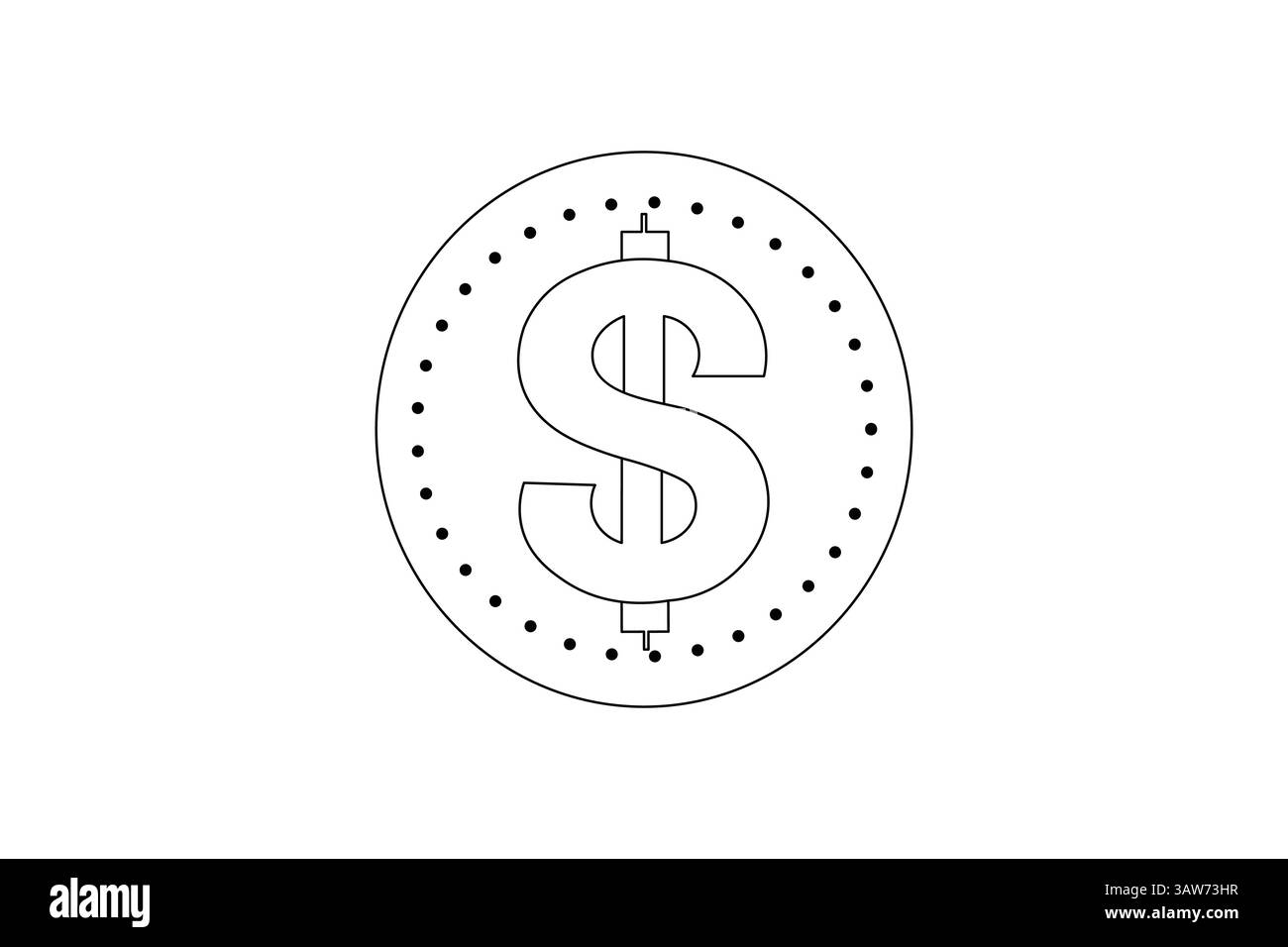 Icône de dollar illustration d'une seule ligne continue et icône de vecteur de contour minimaliste isolé Illustration de Vecteur