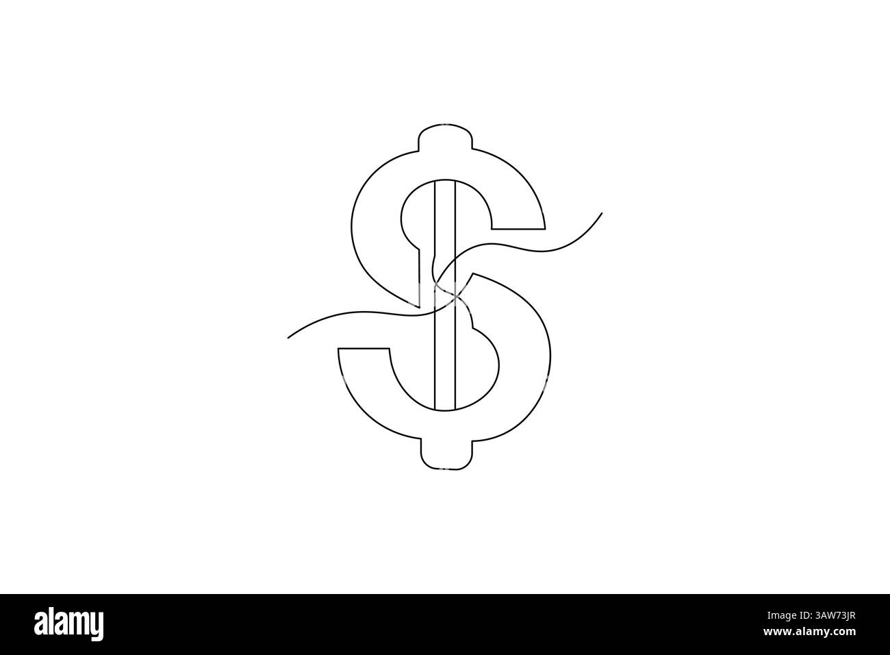 Icône de dollar illustration d'une seule ligne continue et icône de vecteur de contour minimaliste isolé Illustration de Vecteur