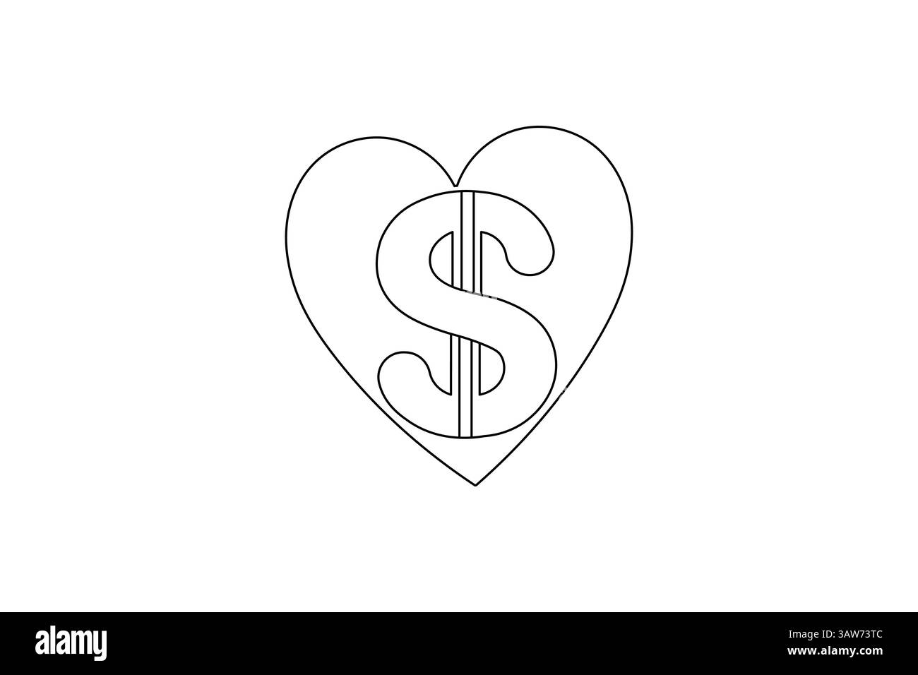 Icône de dollar illustration d'une seule ligne continue et icône de vecteur de contour minimaliste isolé Illustration de Vecteur