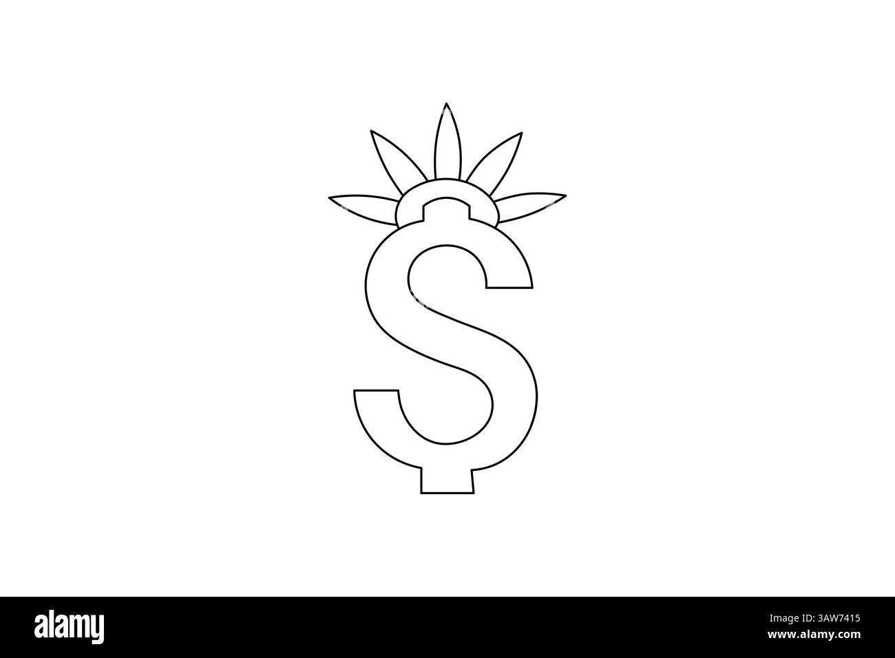 Icône de dollar illustration d'une seule ligne continue et icône de vecteur de contour minimaliste isolé Illustration de Vecteur