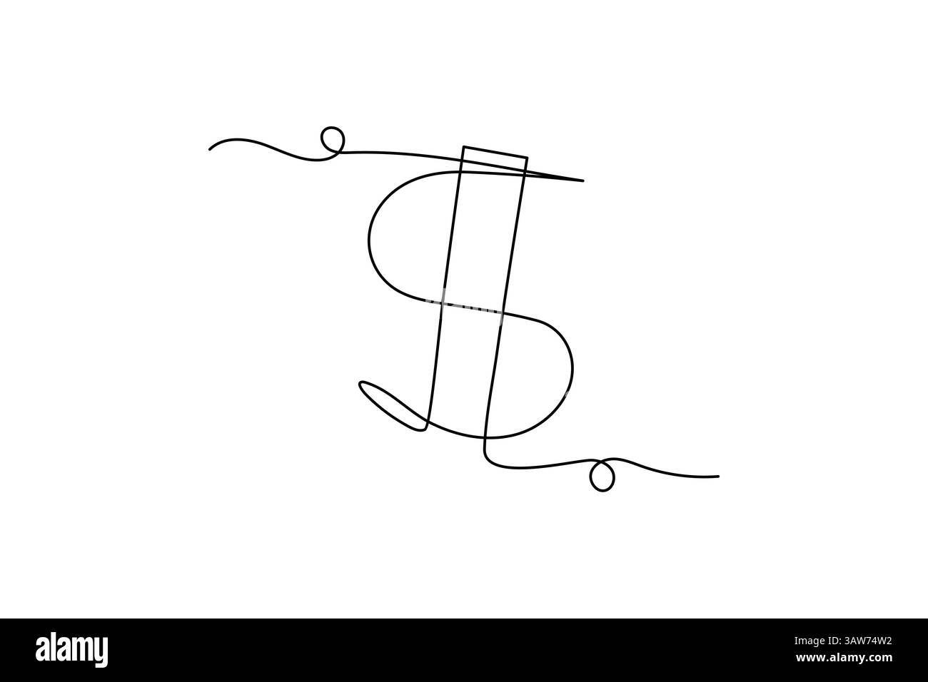 Icône de dollar illustration d'une seule ligne continue et icône de vecteur de contour minimaliste isolé Illustration de Vecteur