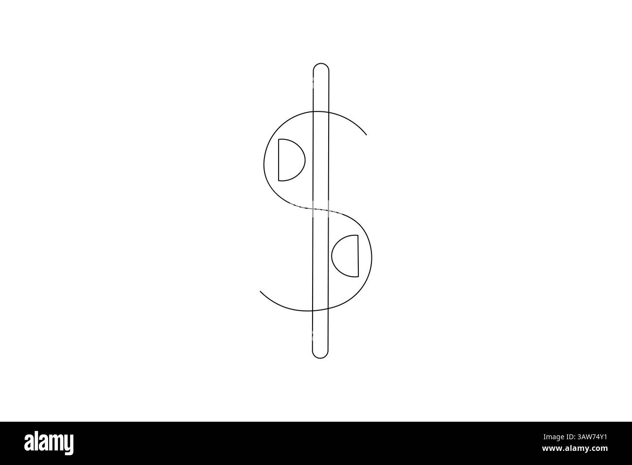 Icône de dollar illustration d'une seule ligne continue et icône de vecteur de contour minimaliste isolé Illustration de Vecteur