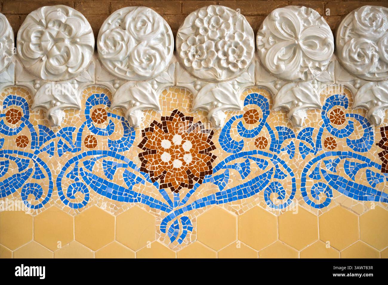 Intérieur, Recinto Modernista de Sant Pau, Art Nouveau, par Lluís Domènech i Montaner, Hôpital de la Santa Creu i Sant Pau, Patrimoine mondial de l'UNESCO, B Banque D'Images