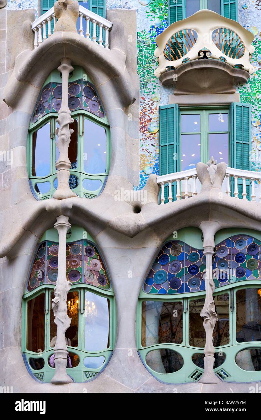 Casa Batlló, Antonio Gaudi, Barcelone, Catalogne, Espagne, Europe Banque D'Images