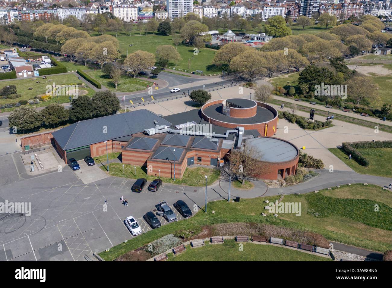 Vue aérienne du musée d-Day Story, Southsea (PO5), Hampshire, Royaume-Uni. Banque D'Images