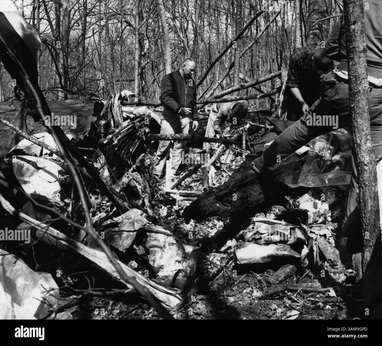 2 juin 2016 - Townsend, TN - Joseph Fabick de la société Louis regarde à travers l'épave d'un accident d'avion qui a tué six personnes dont ses deux nièces le 24 mars 1964, sur Parsons Bald dans le parc national des Great Smoky Mountains. Un membre du parti cherchant le site de l'accident, Frank E. Shults, 44 ans, employé de maintenance du National Park Service, est décédé d'une crise cardiaque apparente pendant la perquisition. (Crédit image : © KNS Archive/Knoxville News Sentinel via ZUMA Wire) Banque D'Images