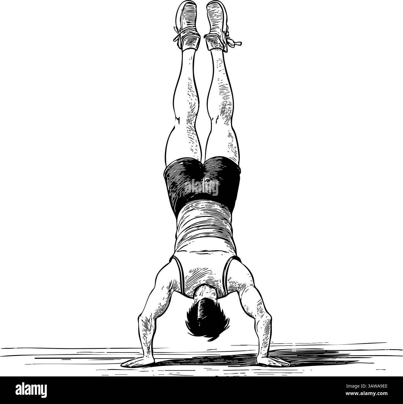 Illustration de l'exercice au stand de main mettant en valeur la force et l'équilibre Illustration de Vecteur
