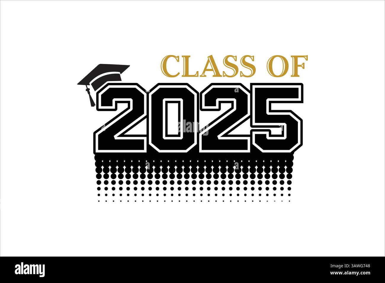 Classe de 2025 bannière de graduation avec capuchon et motif de points Illustration de Vecteur