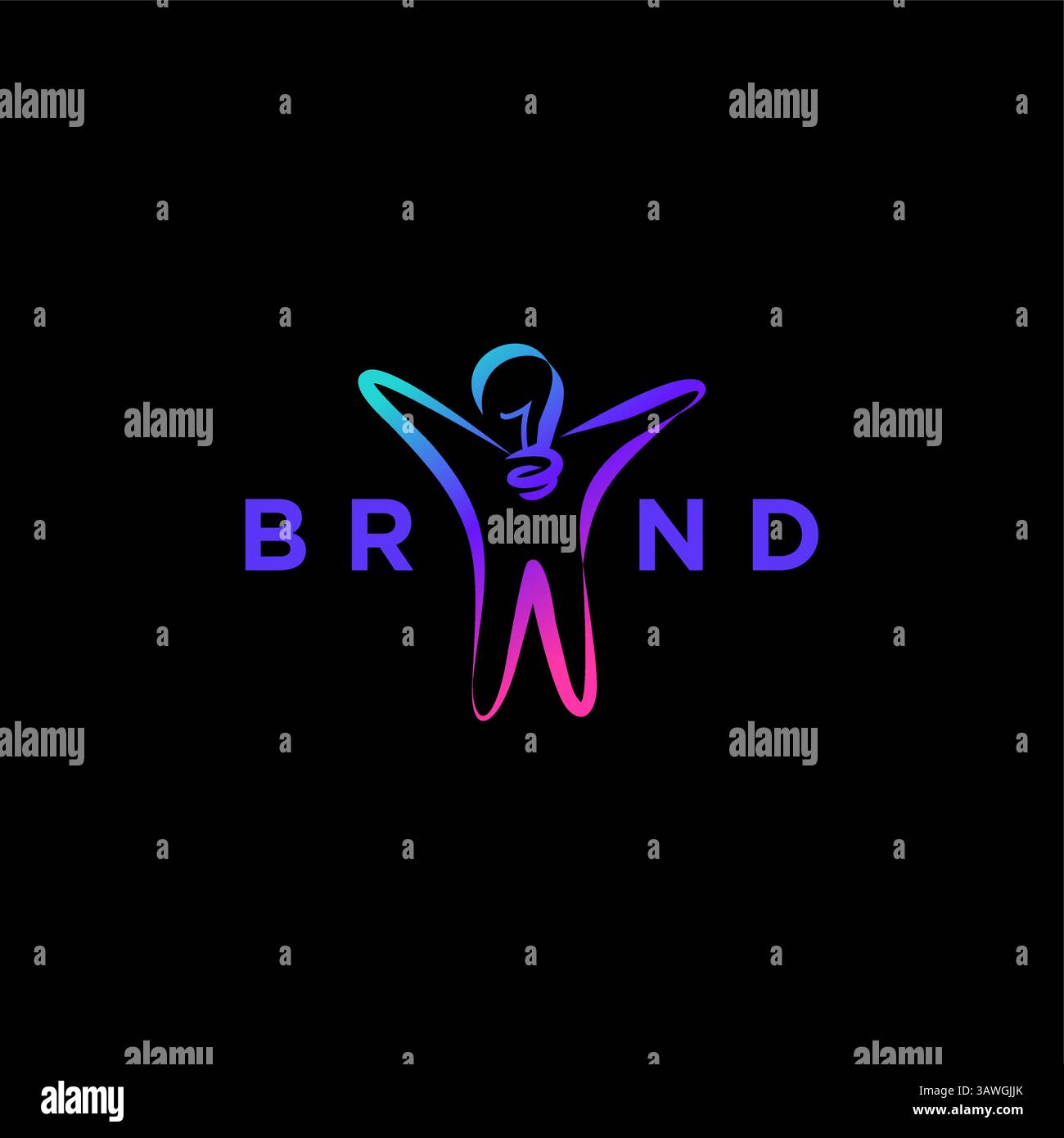 Colorée lampe homme Silhouette logo Design. Design de logo de silhouette humaine à tête de lampe colorée. Illustration de Vecteur