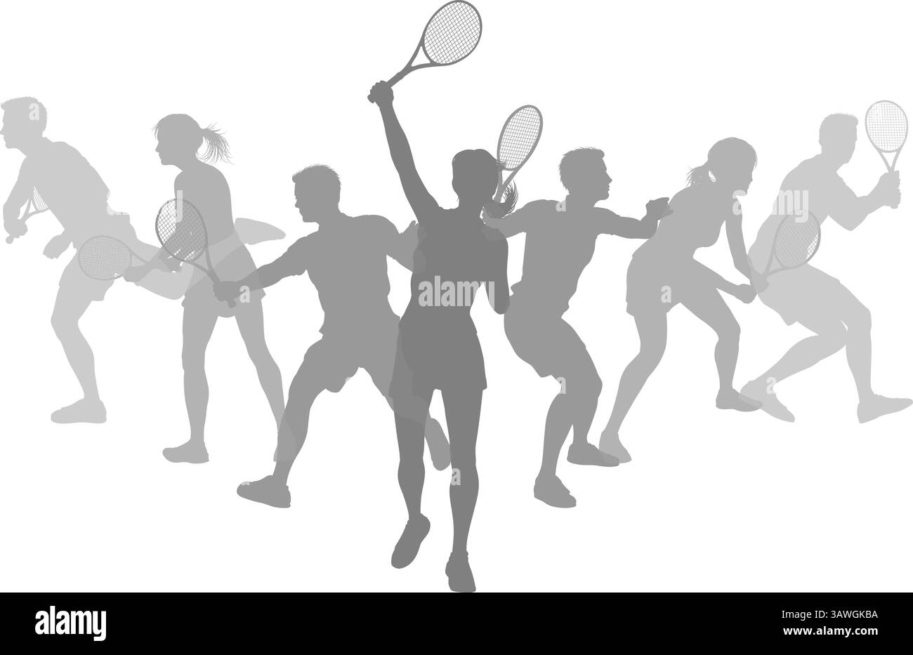 Silhouette tennis Players concept silhouettes Illustration de Vecteur