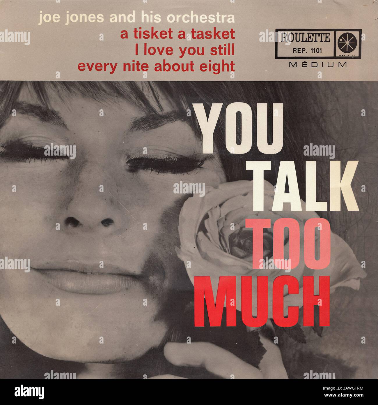 Joe Jones and His Orchestra - You Talk Too Much EP - couverture de disque vinyle vintage Banque D'Images