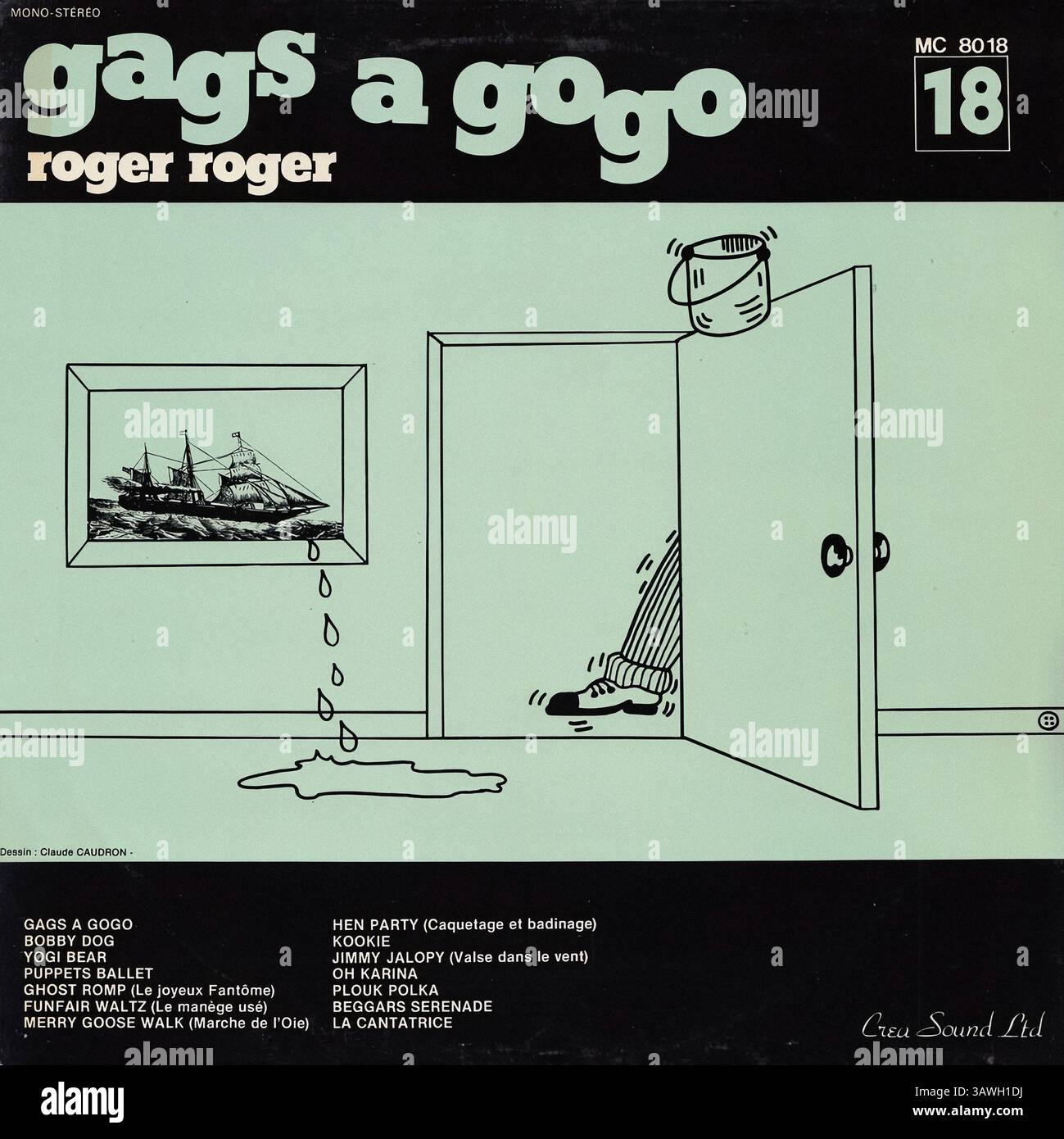 Roger Roger - gags a gogo - couverture de disque vinyle Vintage Banque D'Images