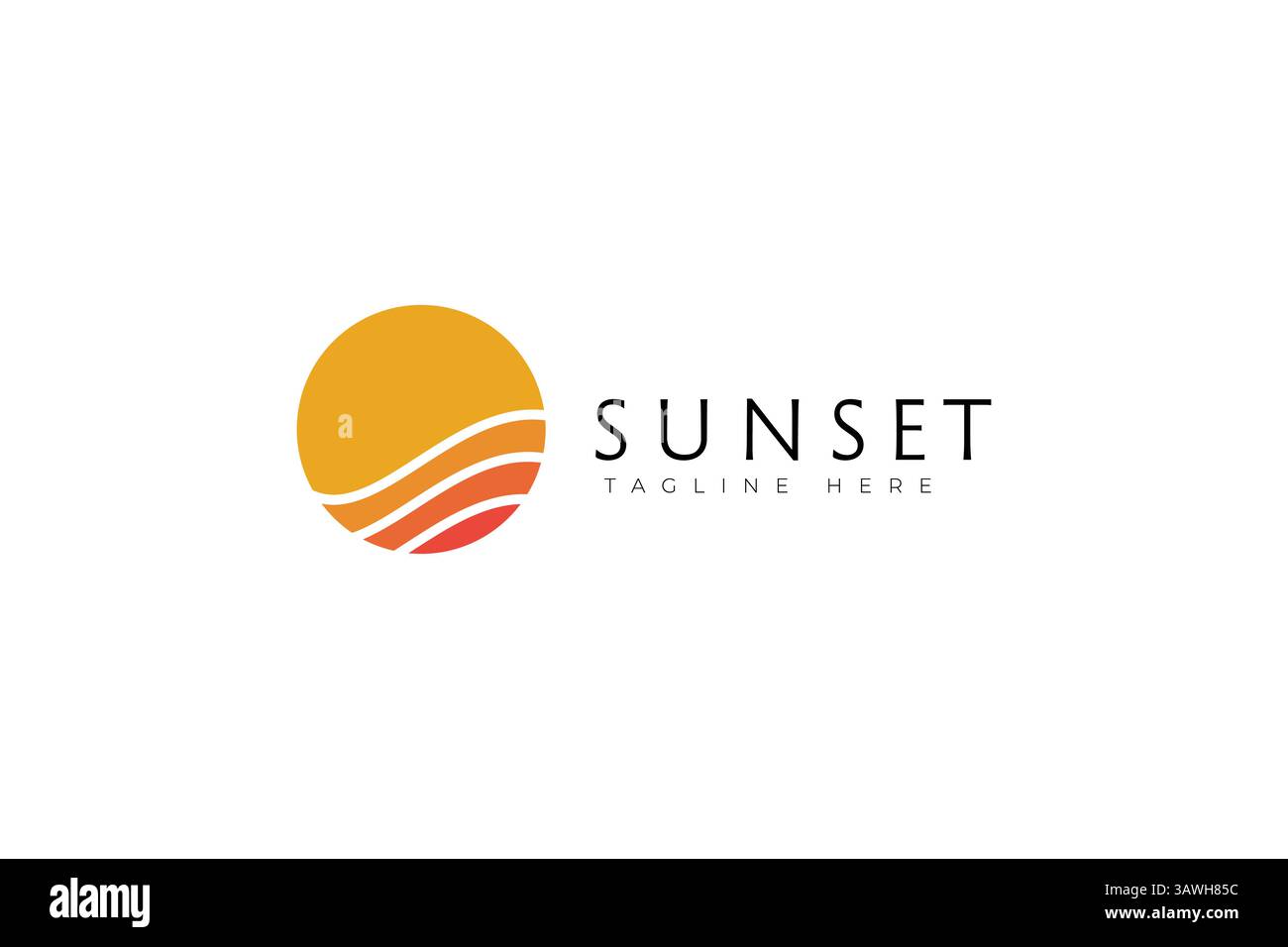 Abstrait Sun and Wave Line Gold Color Simply 90s logo Template Vintage concept Illustration de Vecteur