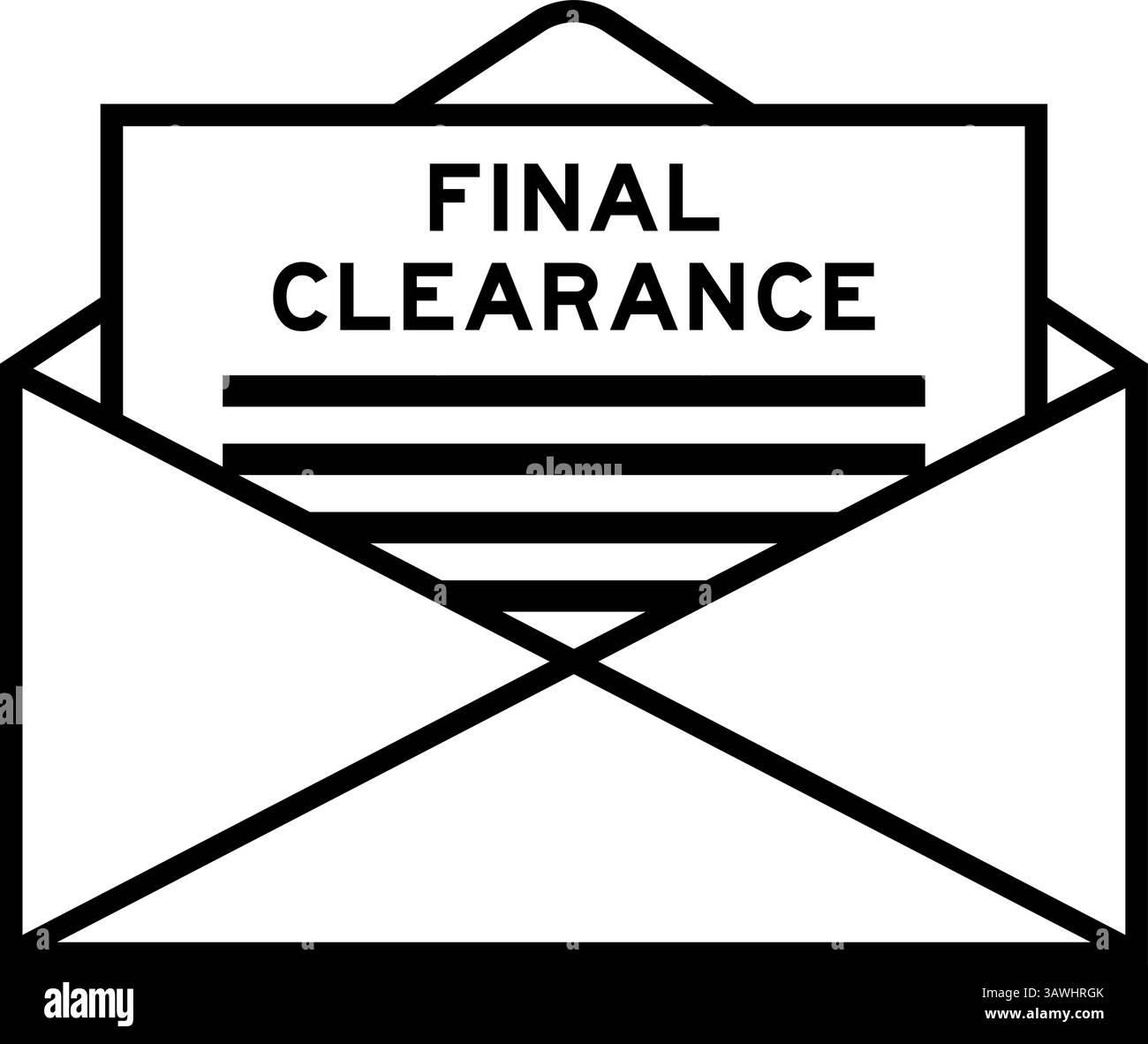 Enveloppe et lettre-affiche avec le mot liquidation finale comme titre Illustration de Vecteur