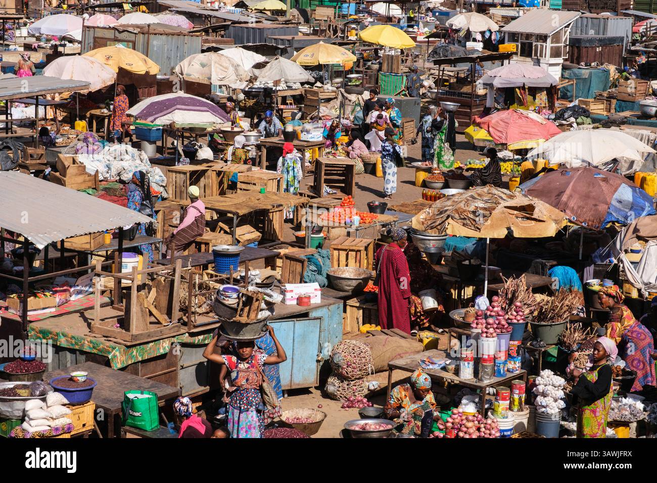 Ghana, Tamale. Vue de dessus de la scène Central Market. Banque D'Images