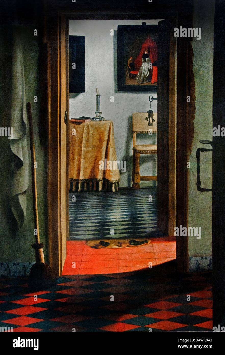 Vue d'interieur ou les pantoufles- vue ou à l'intérieur des chaussons par Samuel van Hoogstraten - 1626 1678 Pays-Bas Néerlandais Banque D'Images