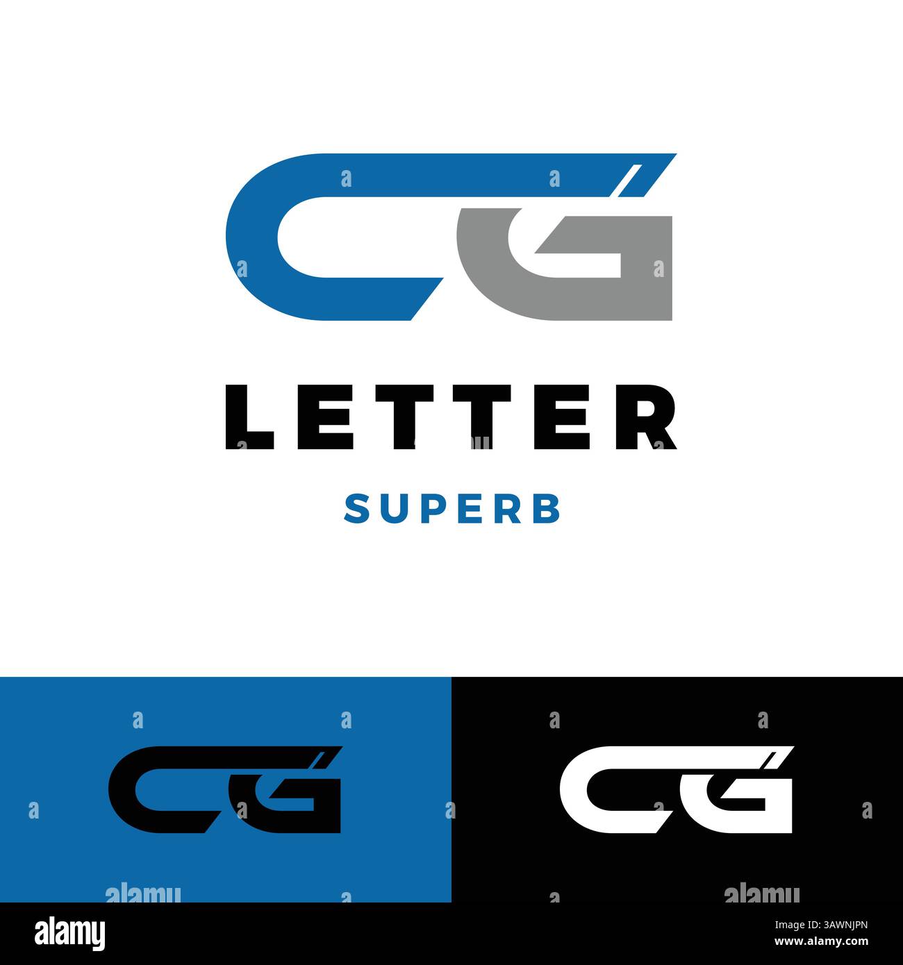 modèle de conception de logo d'icône cg de lettre initiale Illustration de Vecteur