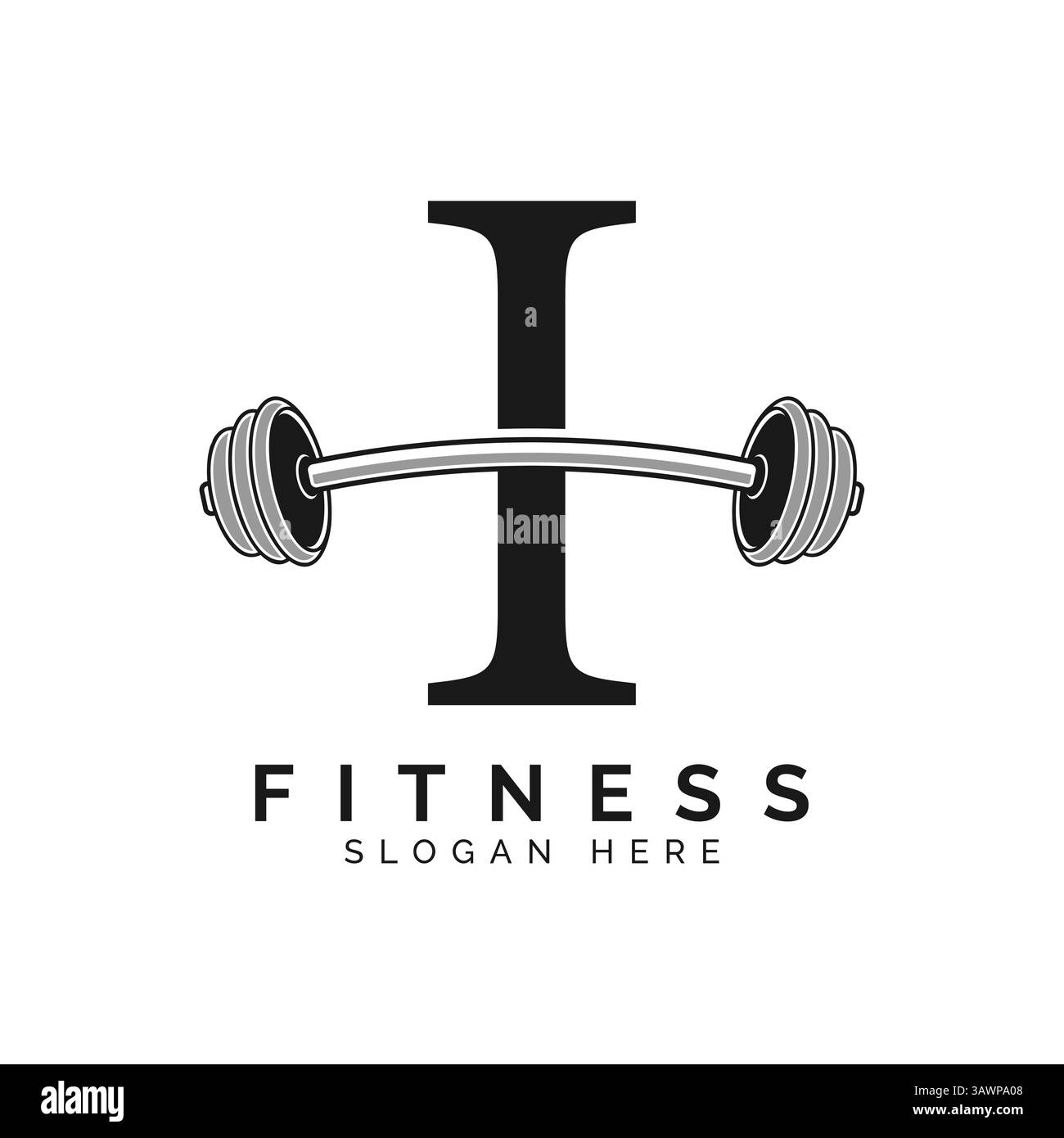 Lettre I conception du logo Gym. Icône de symbole barre alphabet I. Illustration de Vecteur