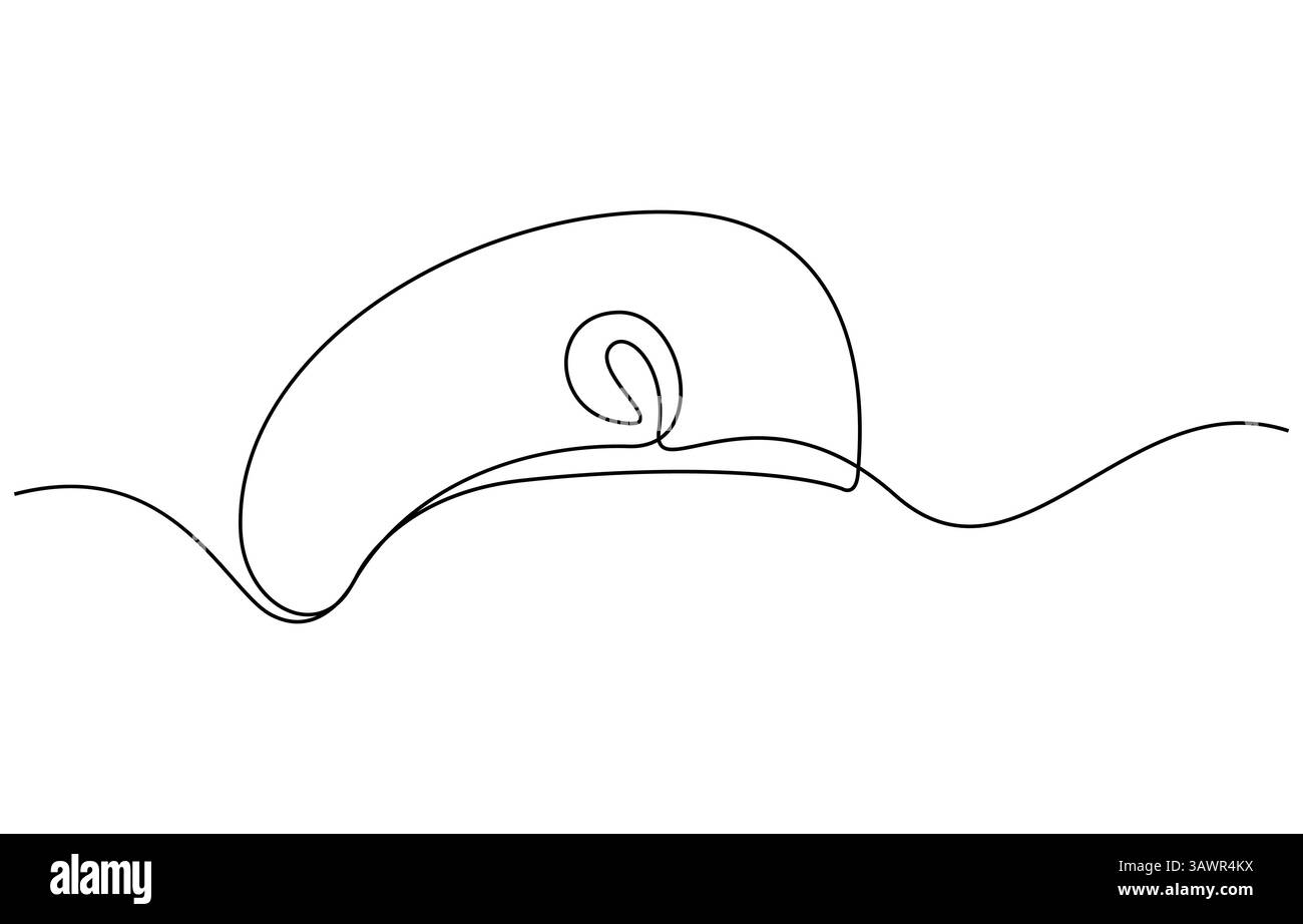 Chapeau de capitaine marin un dessin de ligne, un dessin de ligne continue de chapeau de police, Illustration de Vecteur