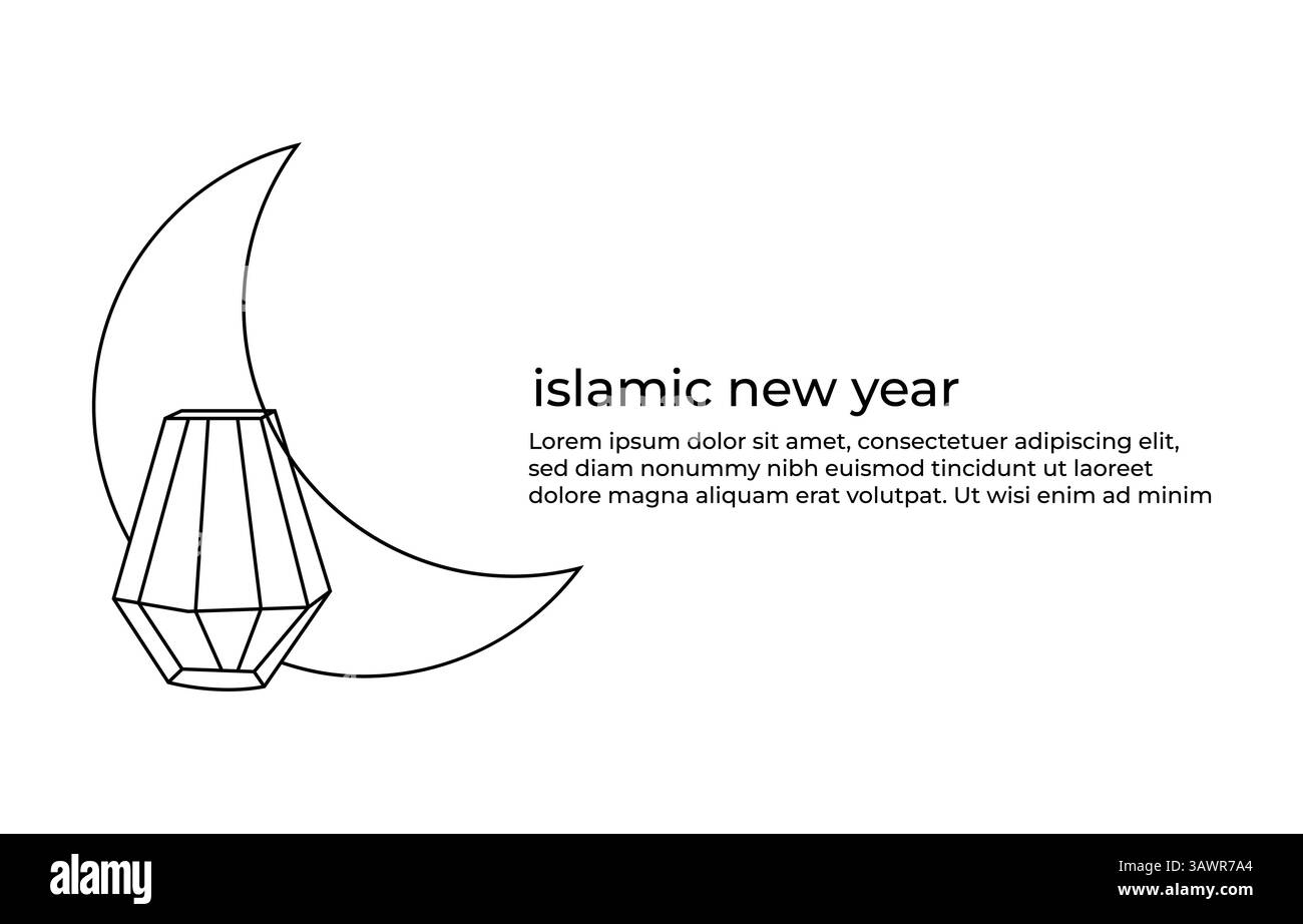 Concept islamique du nouvel an un dessin d'art au trait Illustration de Vecteur