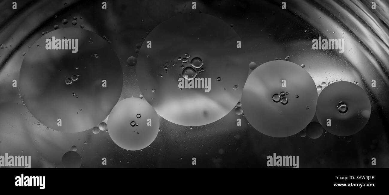 Photo abstraite macro de bulles d'huile Banque D'Images