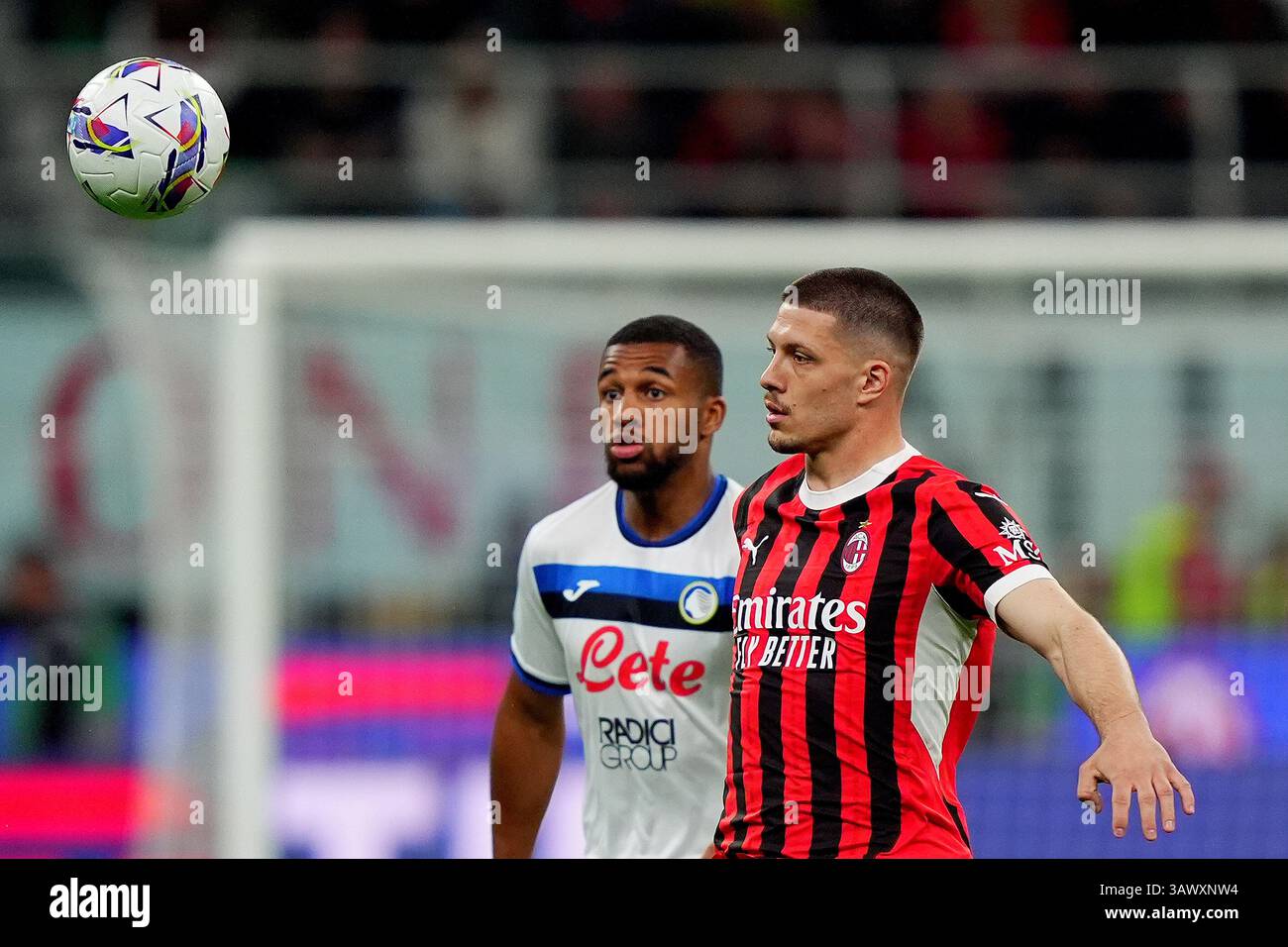 Milan, Italie. 12 avril 2025. Luka Jovic d'AC Milan lors du match de football Serie A entre Milan et Atalanta au stade San Siro de Milan, Italie du Nord - dimanche 20 avril 2025 . Sport - Soccer . (Photo de Spada/LaPresse) crédit : LaPresse/Alamy Live News Banque D'Images