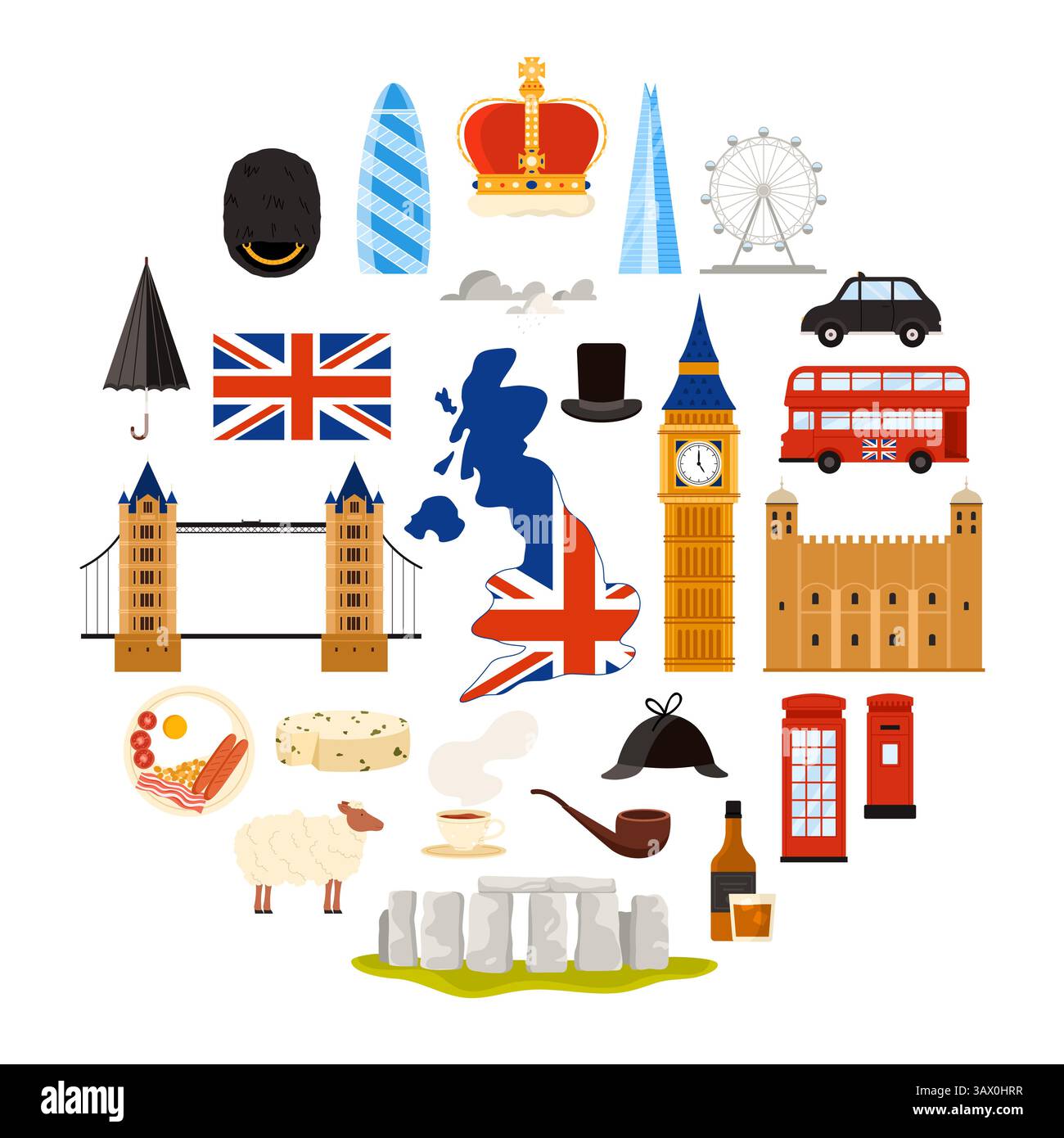 Monuments et symboles libres de la culture et conception indépendante de bannière ronde Ukraine. Forteresse et église de Kiev, blé et tournesol, bandura et maison de village en cercle illustration vectorielle de dessin animé Illustration de Vecteur