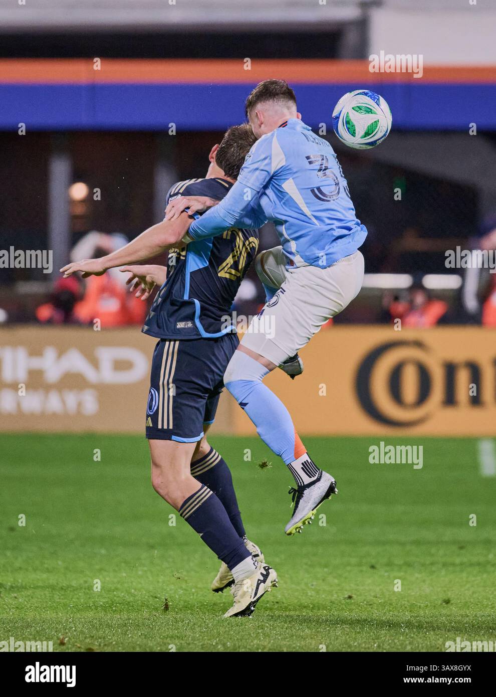 NEW YORK, NY, États-Unis - 12 AVRIL 2025 : MLS match entre le New York City FC et Philadelphia Union au Citi Field. ***USAGE ÉDITORIAL SEULEMENT*** Banque D'Images