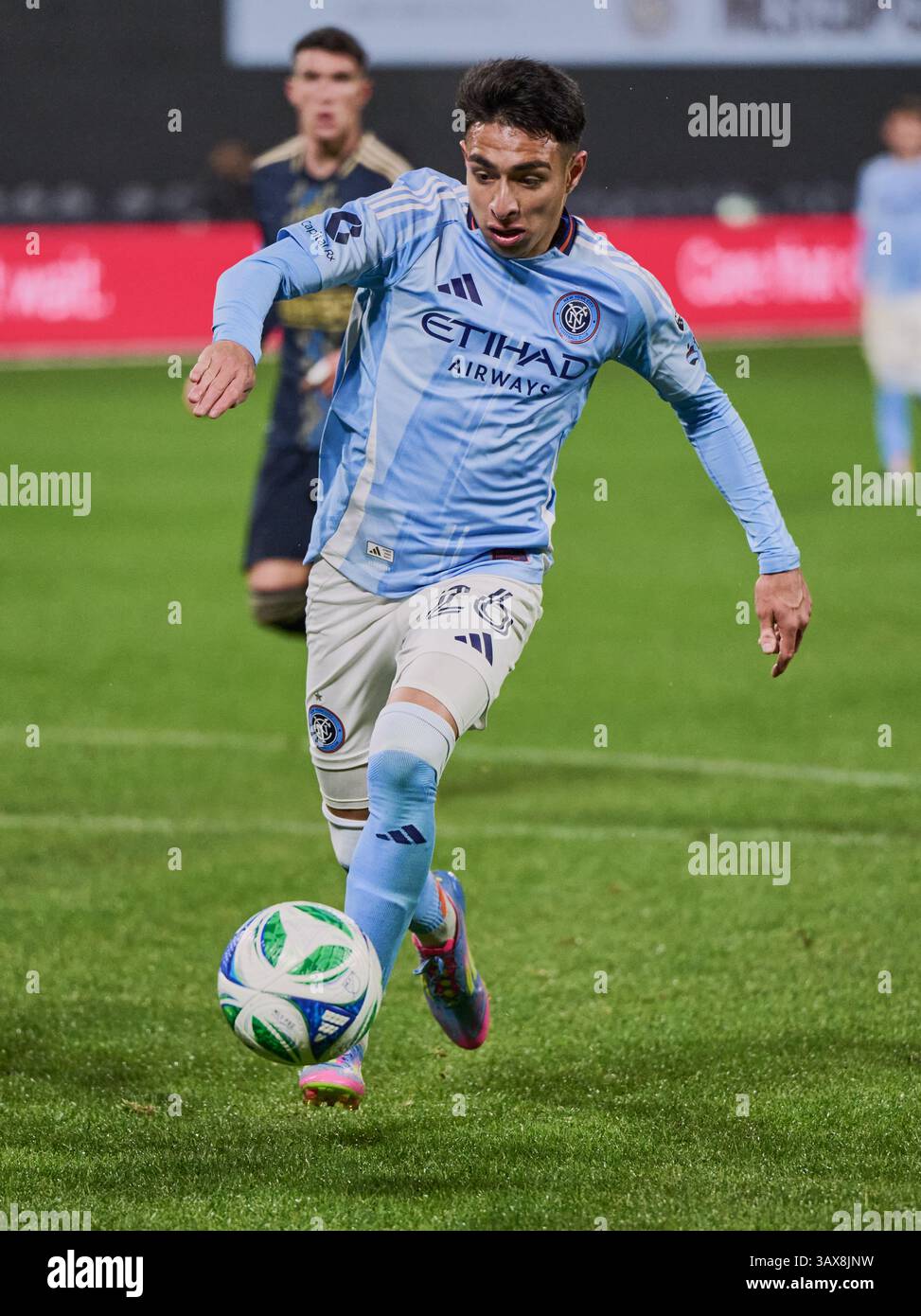 NEW YORK, NY, États-Unis - 12 AVRIL 2025 : MLS match entre le New York City FC et Philadelphia Union au Citi Field. ***USAGE ÉDITORIAL SEULEMENT*** Banque D'Images