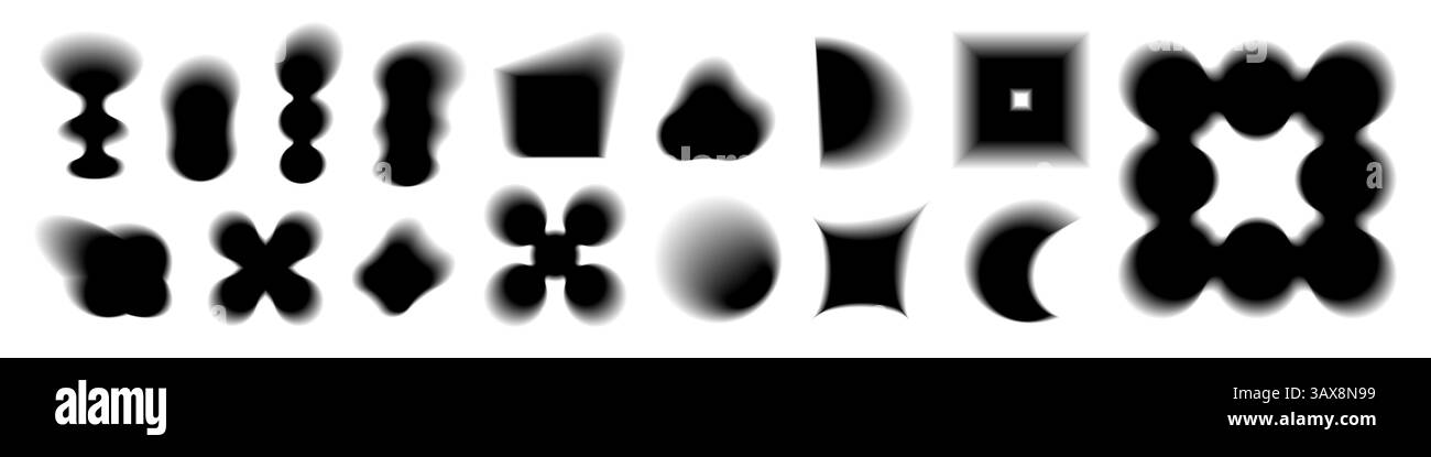 Ensemble vectoriel de formes géométriques noires avec bord doux. Illustration de Vecteur